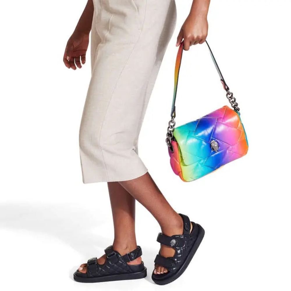 Kurt Geiger Medium Kensington Soft Bag NWT Rainbow Ombre Leather Convertible - Picture 7 of 9